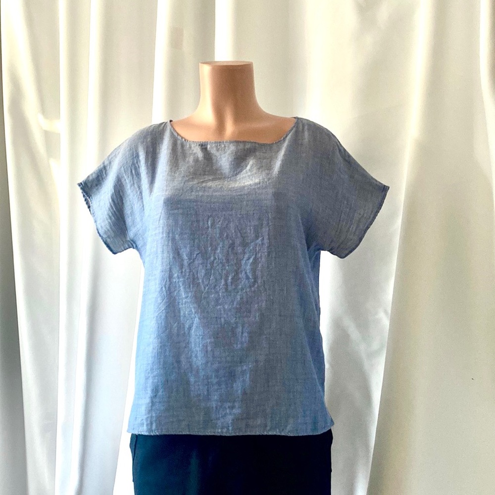 Me & Arrow Chambray Boatneck Top